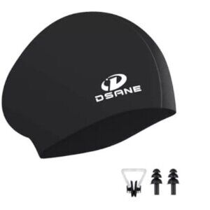 DSANE SILICONE SWIM CAP LONG HAIR, 3D ERGONOMIC EAR PLUGS & NOSE CLIPS UNISEX